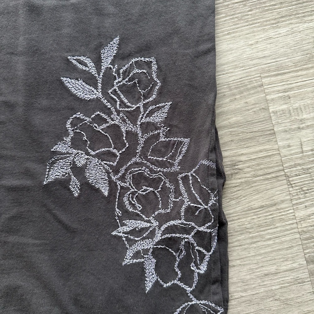Adidas embroidered floral mini dress Sz S distressed look - Picture 4 of 4